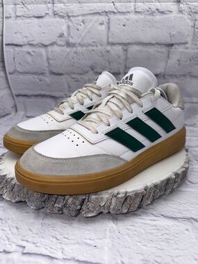 Adidas Courtblock Shoes Mens Size 10 White Collegiate Green Casual Sneakers